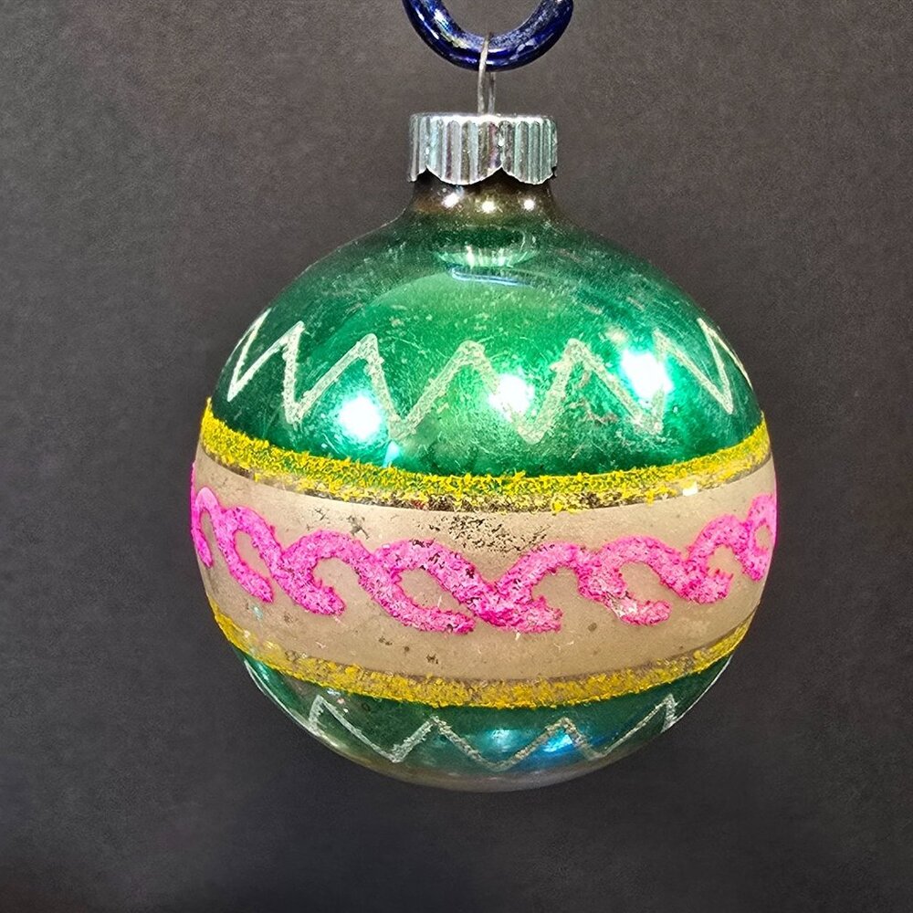 Vintage Shiny Brite Glass Christmas Ornaments Lot of 14 Mixed Colors Pattern - Picture 5 of 16